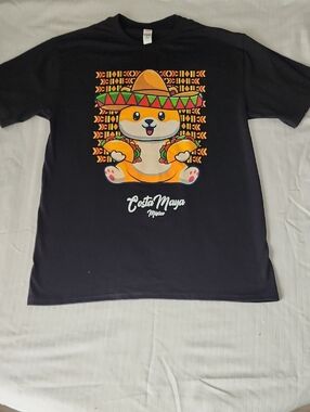Men's Comfort Black Graphic Tee with Costa Maya Festive Dog Print